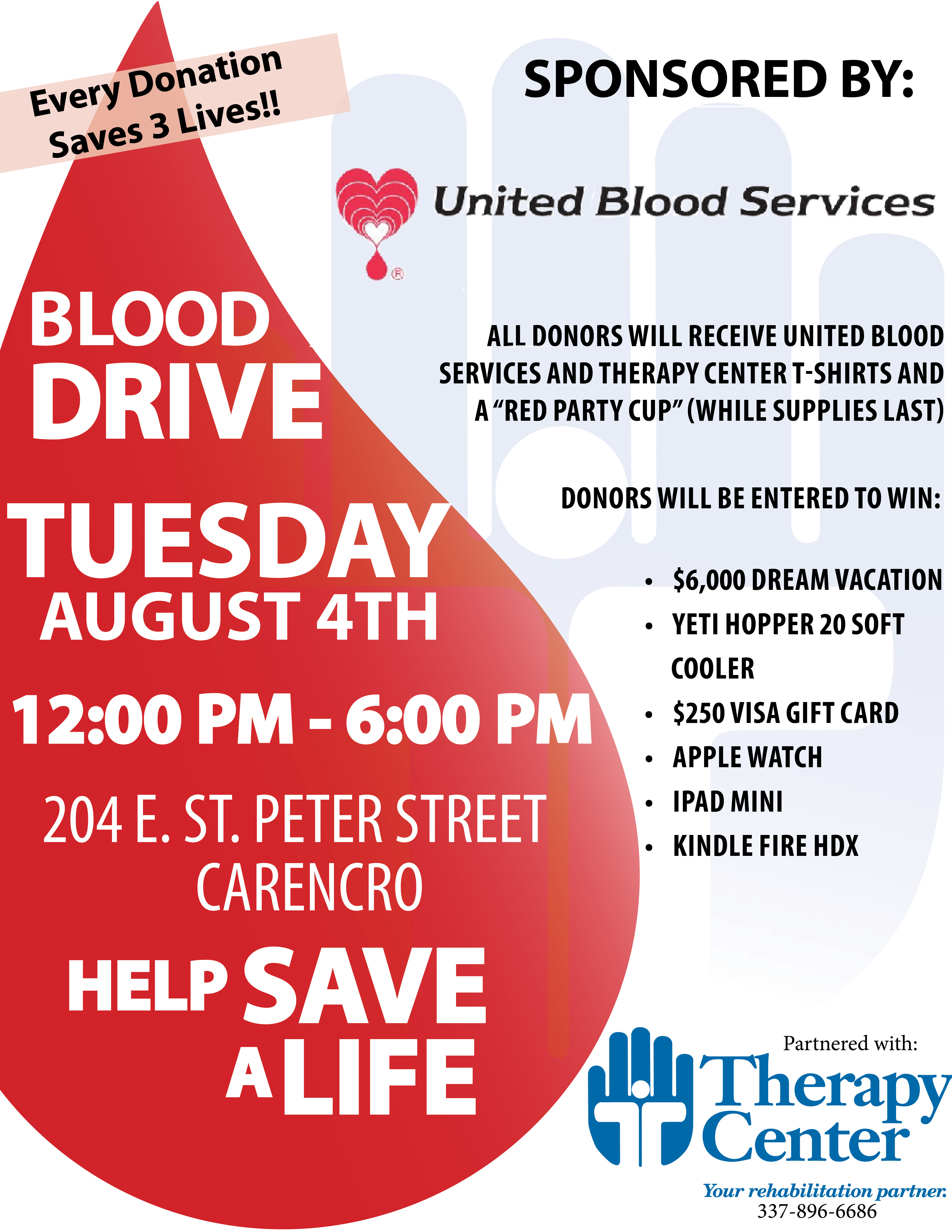 Carencro Blood drive flyer